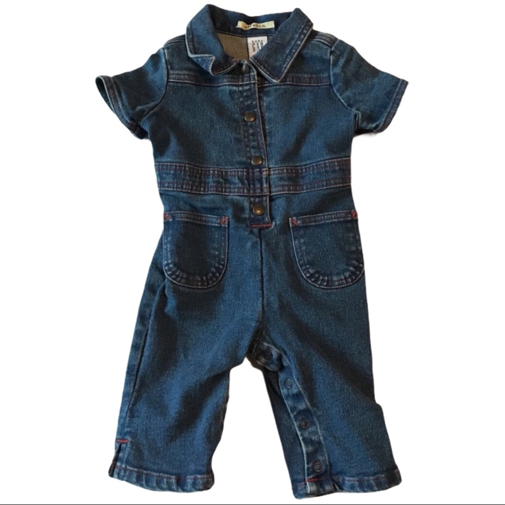 Vintage baby gap denim pantsuit jumper 6-12 mo